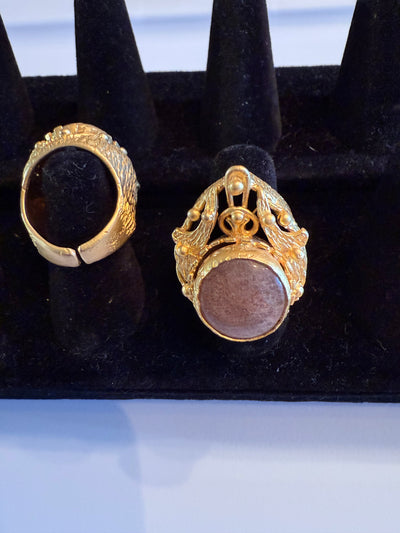 Adjustable Gold Ring - One center stone
