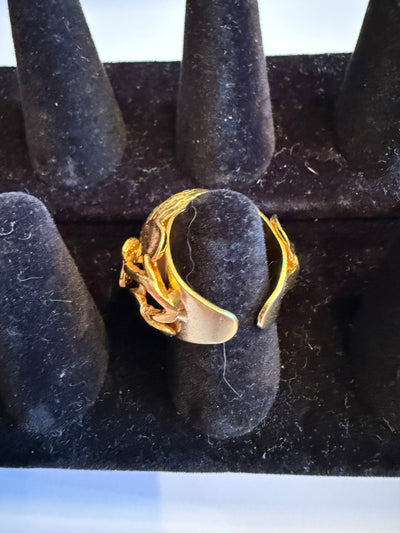 Adjustable Gold Ring - One center stone