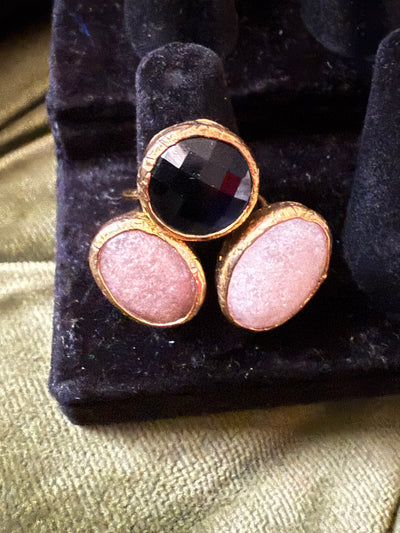 Adjustable Triple stone gold ring
